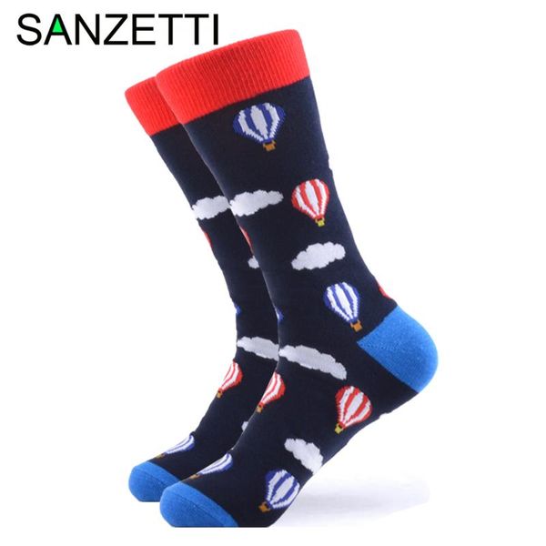 

men's socks sanzetti 1pair style happy colorful animals combed cotton pattern novelty gift wedding dress, Black