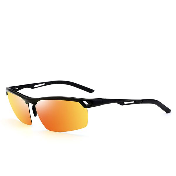 

black/blue/orange lens uv400 men metal frame polarized sunglasses with box y200619, White;black