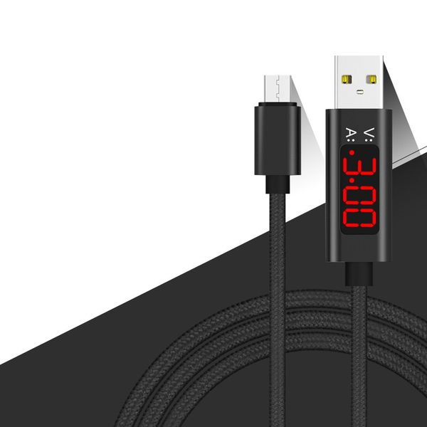 

data cable intelligent display voltage and current type-c micro usb charge cables blue red light fast shipping