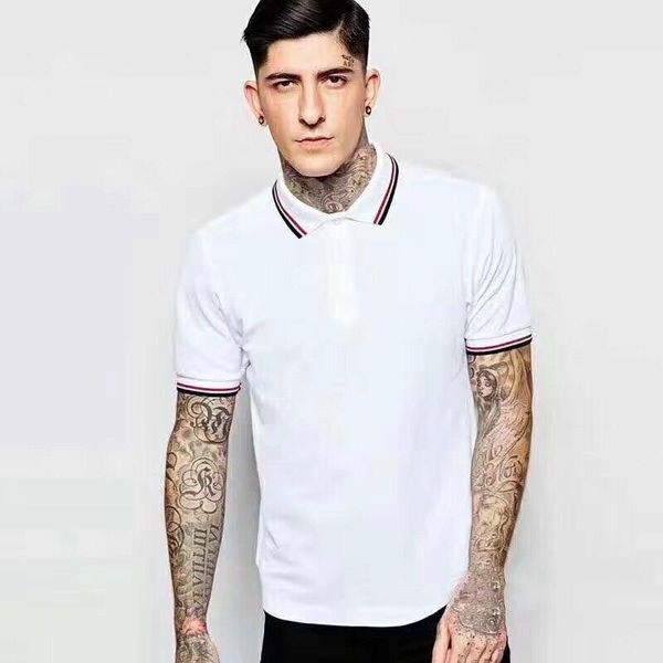 

fashion- collar polo london solid striped men shirt leaf summer fred embroidery england classic casual t-shirts cotton perry design pol srrb, Black