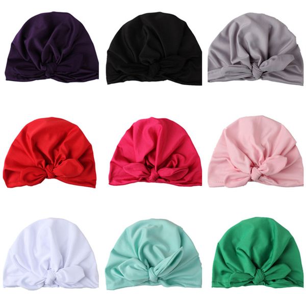 

newborn baby girl hats cute cap fashion kids knotted rabbit ear soft comfortable cotton fedora hats beanies indian caps infant hats, Yellow