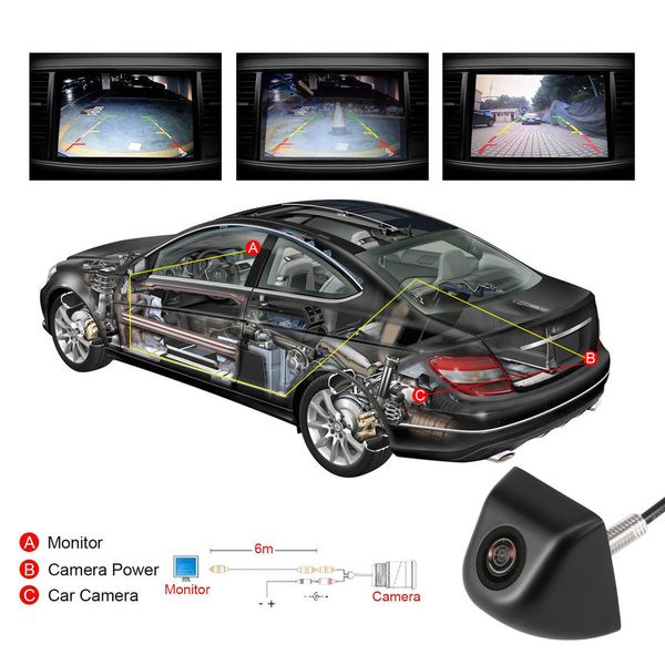 

universal black light-weight easy install car rear view camera glass lens auto reverse backup camera auto dvd parking monitor