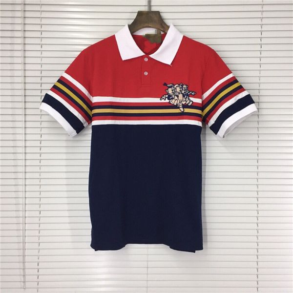 

GC Patchwork Striped Print Mens Polos Summer Lapel Short Sleeve Tees Fashion Three Pigs Designer Mens Tops