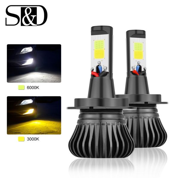 

s&d 2pcs led car lights h8 h9 h11 h7 hb3 hb4 9005 9006 h27 880 881 h3 h1 led bulbs dual color auto drl fog lamp white yellow