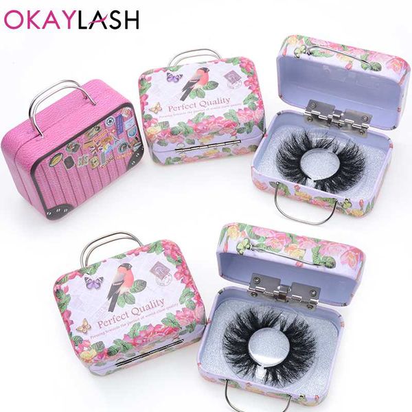 

okaylash 1pair/case mini steel 25mm long eyelash packaging box attractive lashes suitcase wholesale factory price