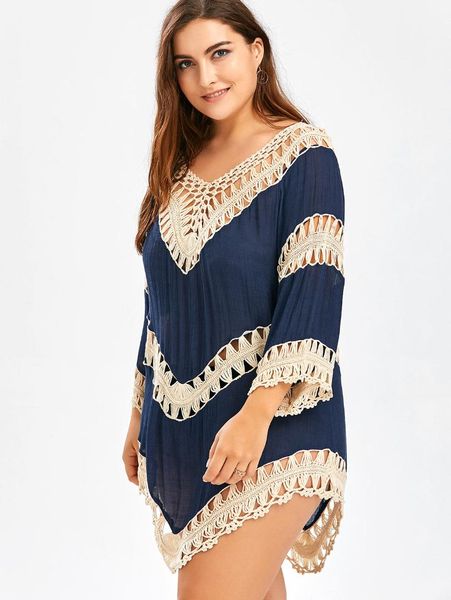 

wipalo summer cover up women v neck lace crochet kimono tshirts loose shirts blusas femininas, White
