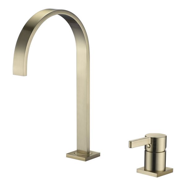 Brushe oro bacino / nero rubinetto del bagno del tubo lungo due fori bagno diffuso rubinetto del lavandino del rubinetto 360 rotazione diffusa bacino Tap