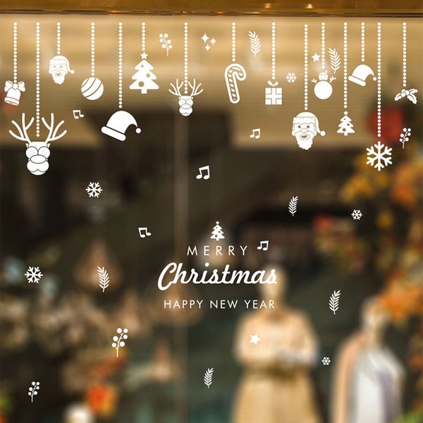 

new removable diy christmas gift wall stickers for shop window glass cabinet happy new year wallpaper home décor