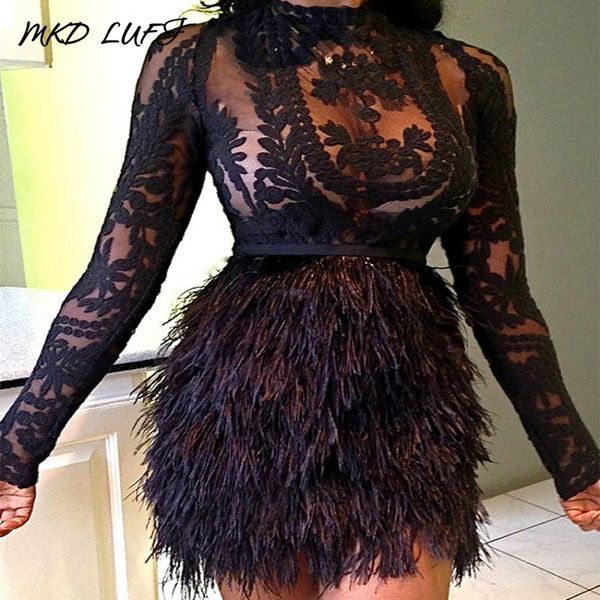 

see through lace & faux fur skirt set women 2 piece set outfits, White
