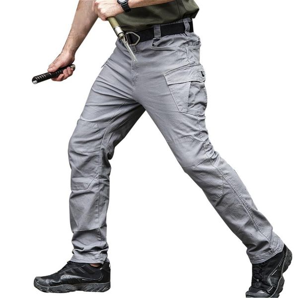 

casual cargo pants men army style trousers male rip-sworker cotton pants breathable jogger mens clothing, Black