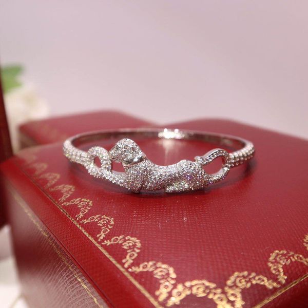 

luxury jewelry bracelet bracelet, cheetah inlaid with diamond bracelet chain, sub-gold material 18k gold plated wedding wishes engraved logo, Golden;silver