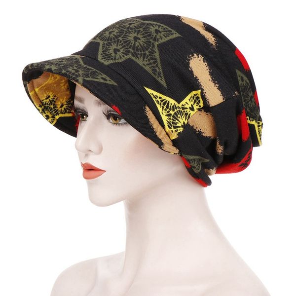 

women print warm windproof chemotherapy cap muslim hat head wrap cap10.31, Blue;gray