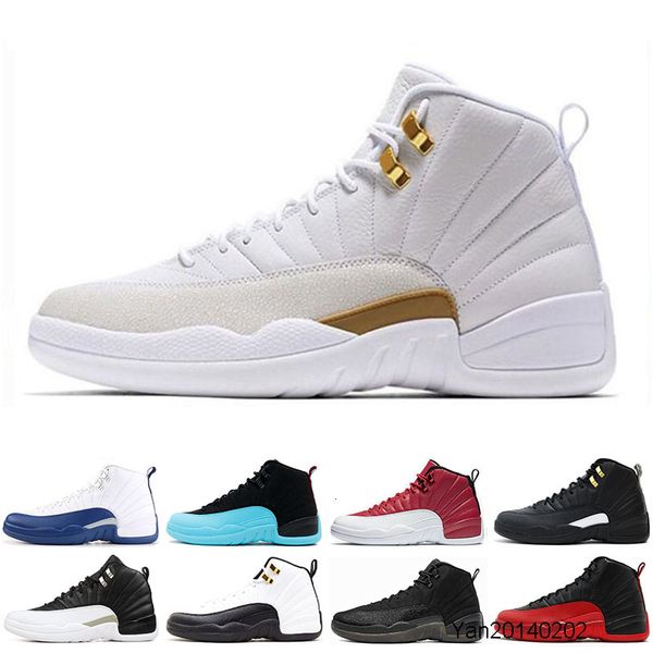 

2019 wholesale 12 12s mens basketball shoes taxi gym red the master bulls flu game gamma blue french blue men sports sneakers