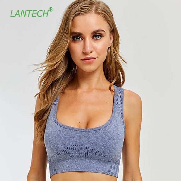 

lantech women gym fitness sports bra yoga sportswear push up joggings workout active running training seamless padded bra, White;black