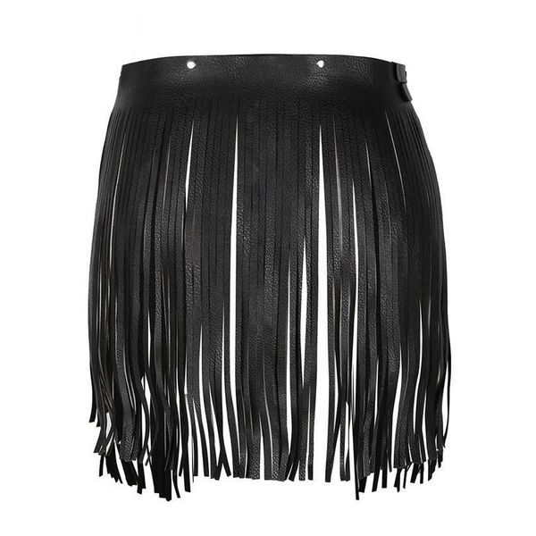 

womens fashion tassel fringe belt adjustable faux leather tassel skirt belt double waistband waist belt with buckles, Black;brown
