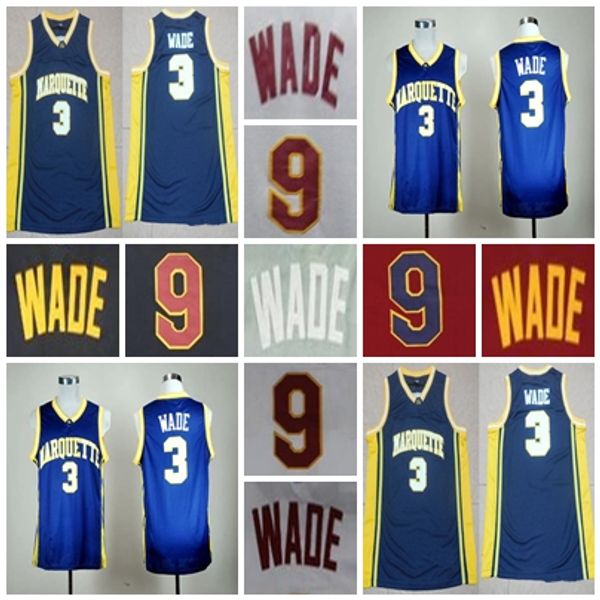 

factory outlet-мужская молодежь маркетт golden eagles 3 9 wade лучшее качество вышивка логотипы ncaa колледж баскетбол трикотажные изделия, Black;red