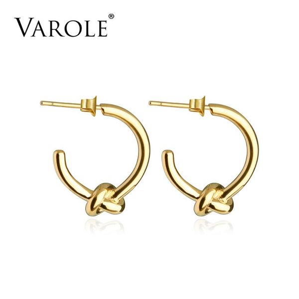 

varole wholesale classic knot earings round gold color stud earrings for women jewelry oorbellen ohrringe earring brincos, Golden;silver