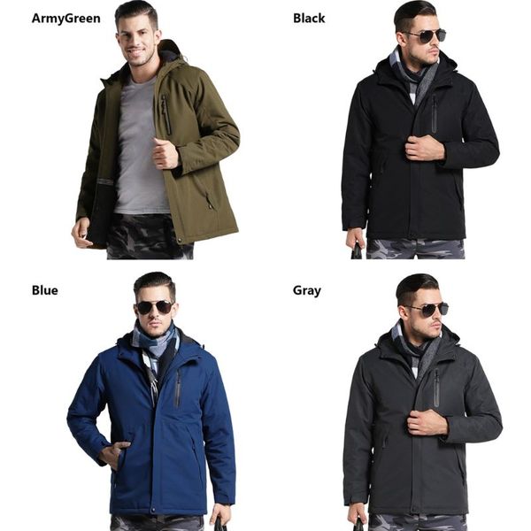 

men winter thick usb heating cotton jacket outdoor waterproof windbreaker coats, Black