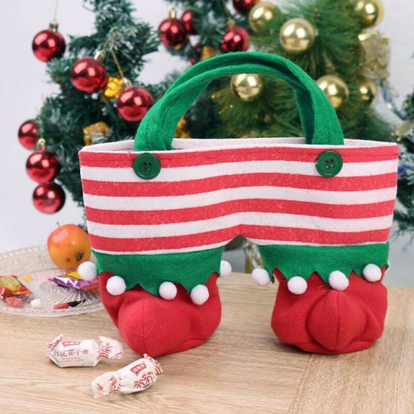 

2019 xmas sell festive christmas santa claus pants gift bag elf boots candy bag add festive atmosphere new year gift bags