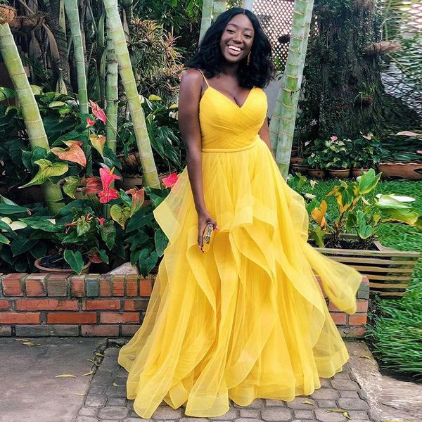 

арабские вечерние платья 2020 новый желтый простые платья выпускного вечера спагетти a-line тюль формальный выпускной вечерние платья носить, Black;red