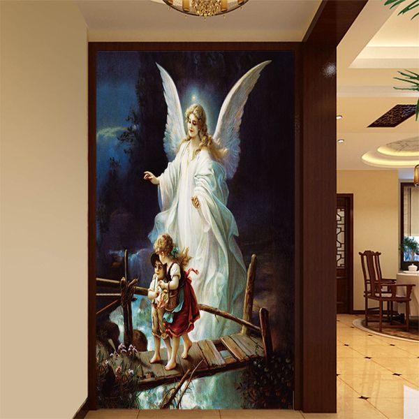 

large 3d mural l decoration painting wallpaper european oil painting living room corridor aisle porch angel figure mural wall covering