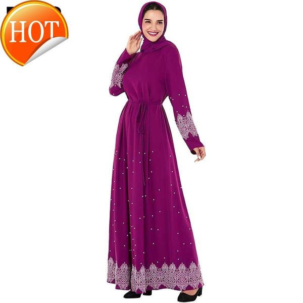 

modest fashion faldas mc209204 dignified arabian women's dress embroidered beaded belt long skirt (excluding headscarf, Red