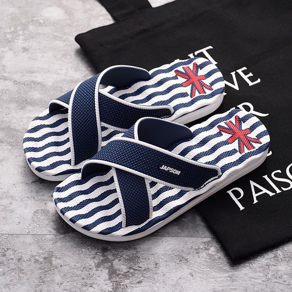 

popular man soft massage slippers designer flip flops platform man beach slippers summer male large size 46 47 room shower shoes, Blue;gray