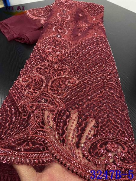 

niai wine handmade beaded lace african lace fabric 2020 nigerian net fabrics for wedding dress xy3247b-5, Pink;blue
