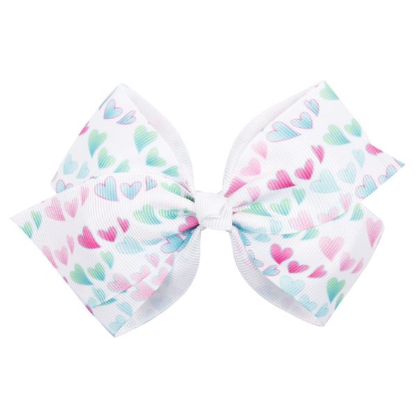 

carter lisa 5 inch holiday fashion hair accessories kids large love heart hair bows ribbon clips for girls, Slivery;white