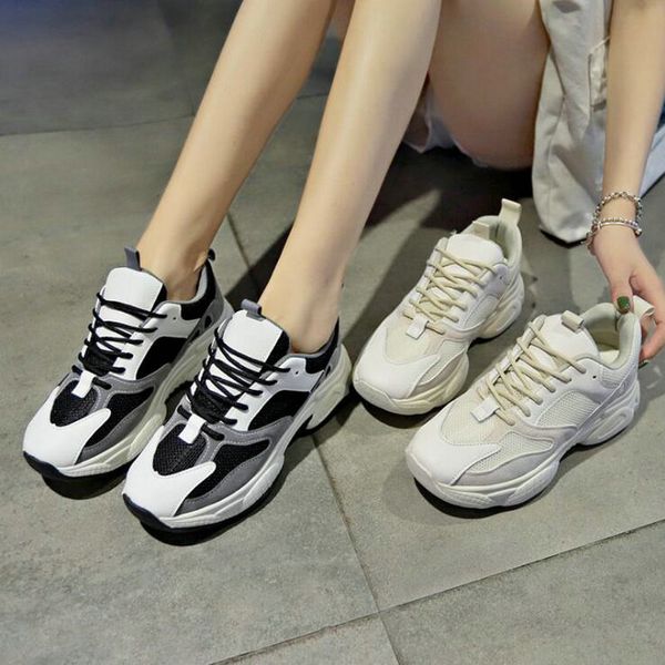 

2019 autumn new korean sports shoes women's breathable running casual shoes women's mesh lace up sneakers c34-40