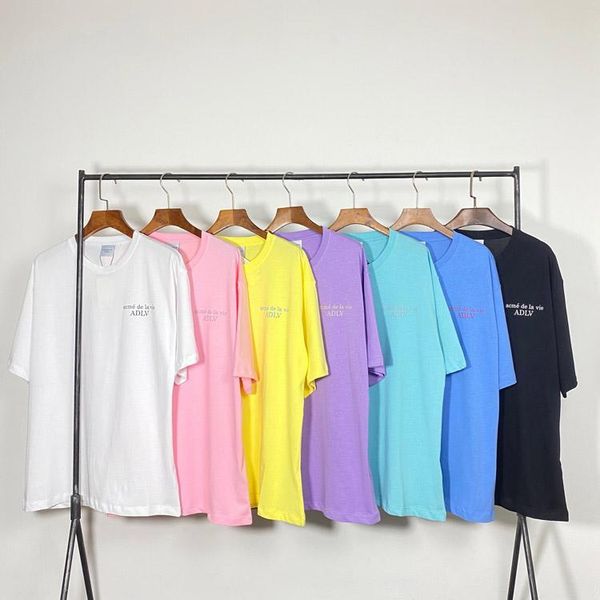 

2020 new adlv korean tide brand men and women loose street printing short-sleeved t-shirtoff mens women designer t shirts a01, White;black