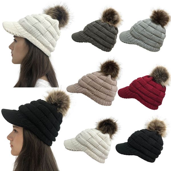 

cc baseball hat duck tongue cap with opening for women men horsetail in autumn winter knitted hats