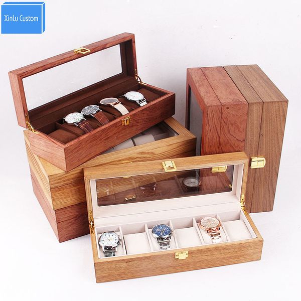 6 10 12 Slots Wood Skin Mdf Board Inner Velvet Luxury Watch