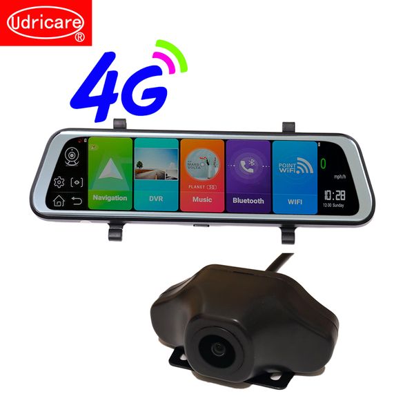 

udricare 12 inch adas 4g wifi bluetooth 2g 32g rom android 8.1 gps navigation dual lens dvr full hd 1080p rear view mirror