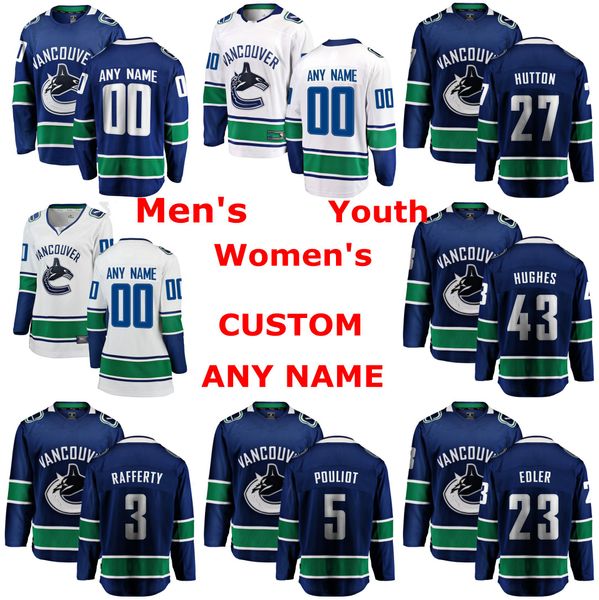 

vancouver canucks jerseys brogan rafferty jersey derrick pouliot ben hutton quinn hughes alexander edler ice hockey jerseys custom stitched, Black;red