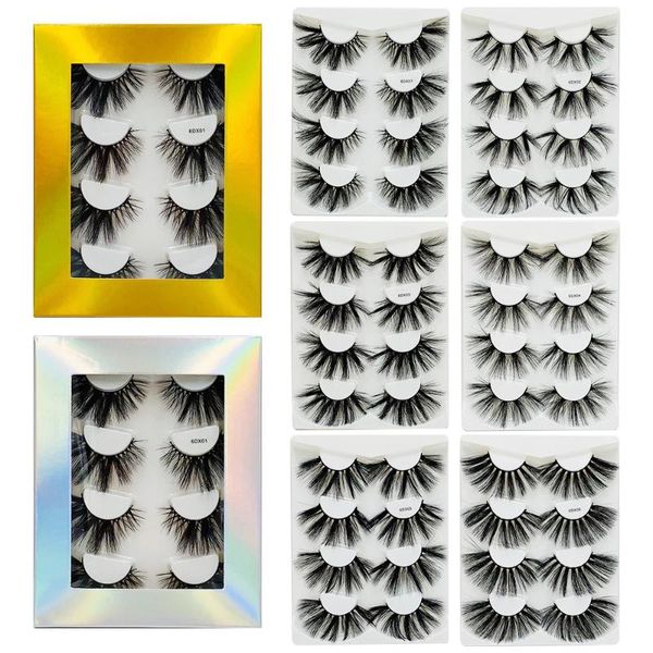 

4 pairs mink false eyelashes waterproof thick fake lashes women eyes long extension makeup tools for natural lashes wholesale