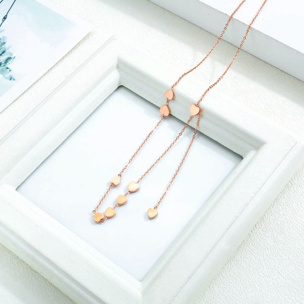 

han edition fashion necklace new rose gold girl love hearts contracted collarbone chain pendant jewelry accessories gift, Silver