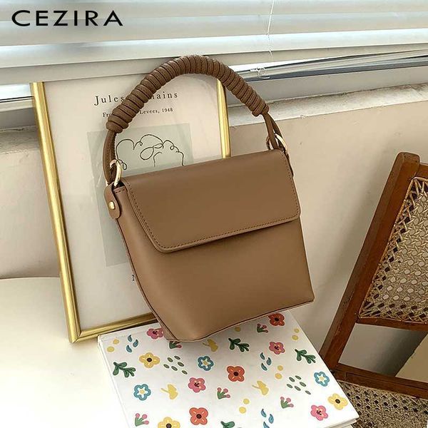 

cezira women 2020 fashion handbags pu flap bucket ladies vegan leather tote shoulder bags casual design crossbody hobo sac