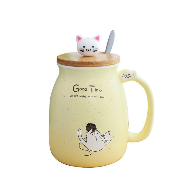 

450 мл милый кот керамическая чашка творческий мультфильм кружка кофе с крышкой с ложкой молока завтрак чашка подруга подарок на день рожден