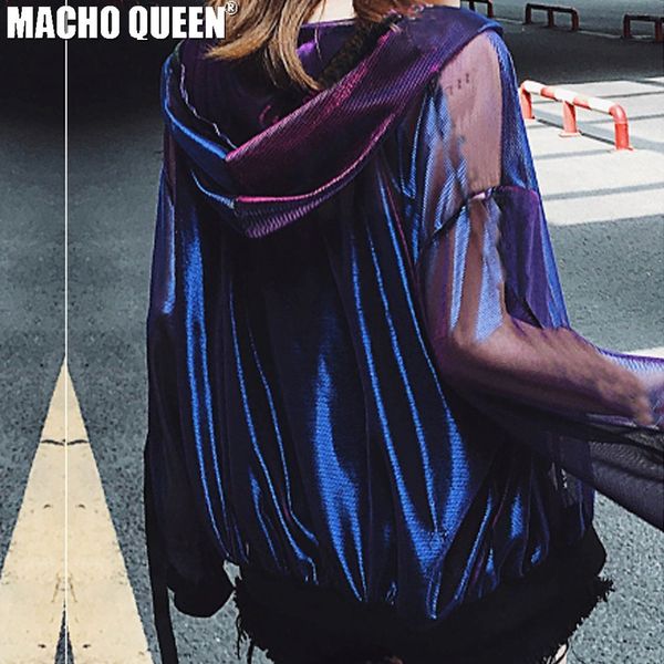 

summer rave festival wear clothes holographic burning man hoodies outfits hologram women rainbow metal mesh jacket clothings, Black