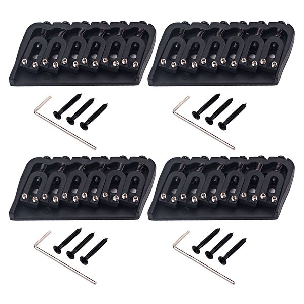 

4pcs metal 6-string guitar hardtail fixed bridge saddle black for guitar parts