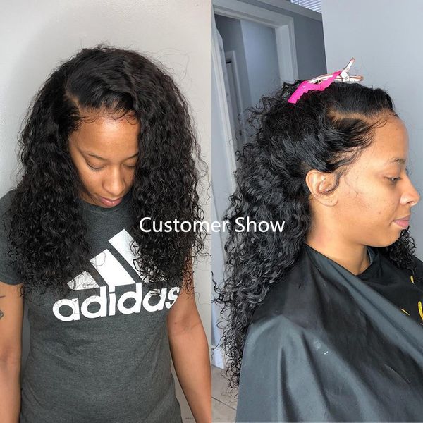 

rxy малазийский завитые волос девственницы 360 полный шнурка человеческих волос парики с ребенком волос glueless волна воды парики шнурка pr, Black;brown