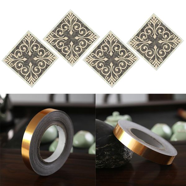 

40pieces floor tile floor stickers, 2pieces floor tile gap stickers golden foil 5mmx50m copper pvc material