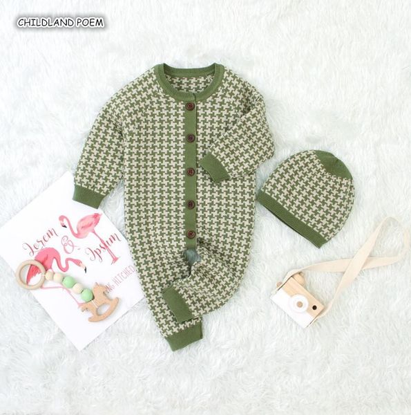 

knitted baby clothes autumn winter baby romper with hat boy girl romper cotton infant jumpsuit girl boys clothes, Blue
