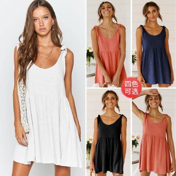 

2019 2xl summer sleeveless beach comfortable cotton blend dresses easy to wear dhl, Black;gray