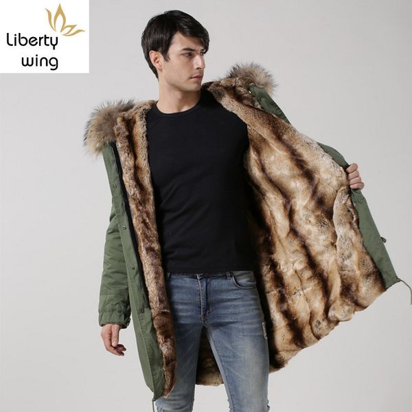 

топ бренд зимняя утолщенная подкладка мужское пальто с воротником из натурального меха куртка с капюшоном армейские длинные пальто свободная, Black