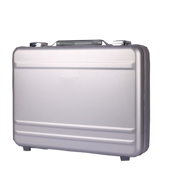 

aluminium magnesium alloy briefcase for men high-end silver metal business document organizer case narrow frame case 17 inch