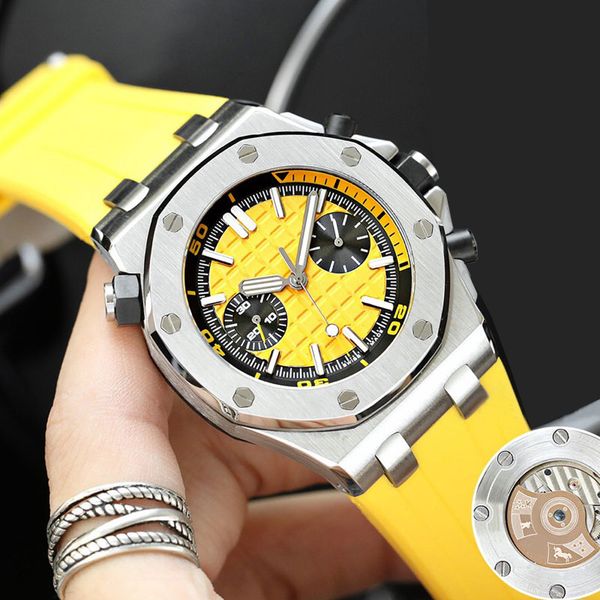 

luxury designer watch montre de luxe mens watches mechanical automatic watch sapphire green dial rubber strap 42mm steel sport wristwatches, Slivery;brown