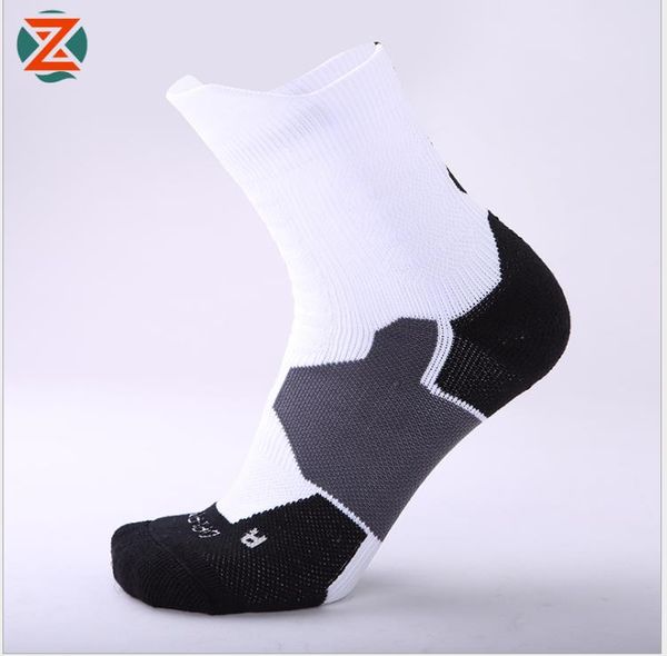 

mid-tube basketball socks men's towel bottom non-slip sports socks, Black
