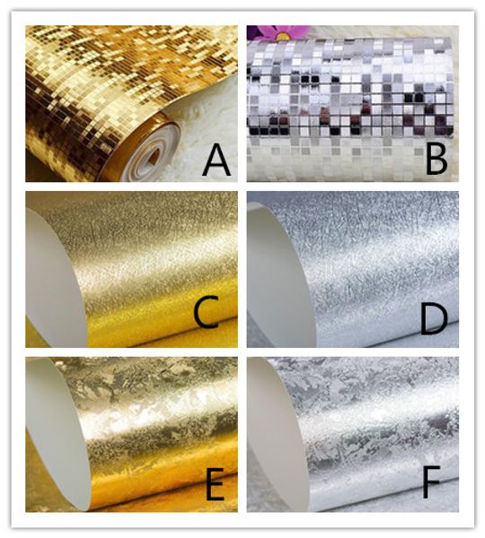 

10mx 53cm glitter mirror effect mini mosaic sparkle light reflect gold foil wallpaper silver foil wall paper